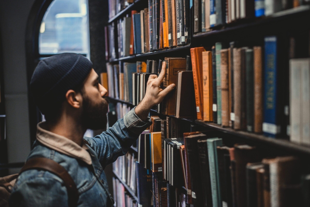 man at a library